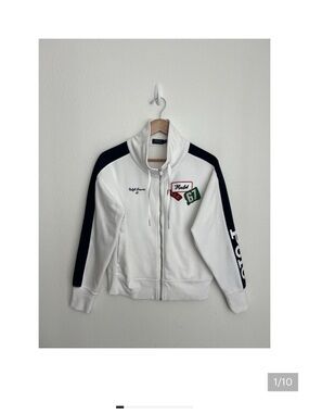 Polo by Ralph Lauren White Jacket with Navy Sleeve Logo